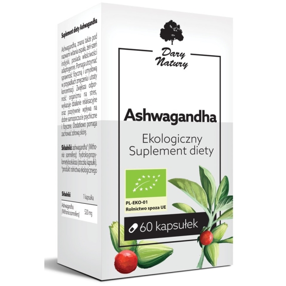 Ashwagandha 60 kapsułek (520 mg) BIO Dary Natury cena 12,04$