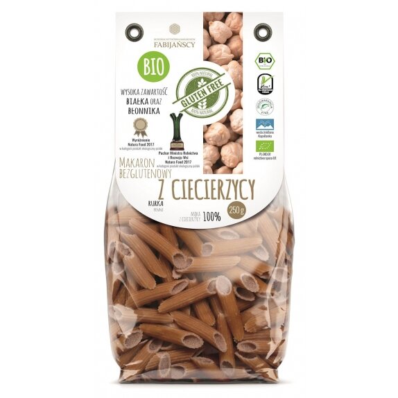 Makaron z ciecierzycy rurka penne bezglutenowy 250 g BIO Fabijańscy cena €2,74