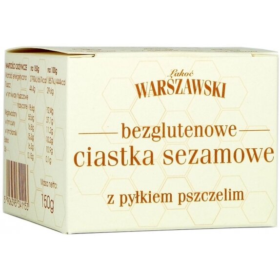 Baton Warszawski Ciastka sezamowe z pyłkiem pszczelim bezglutenowe 150 g - Łakoć Warszawski cena €1,78