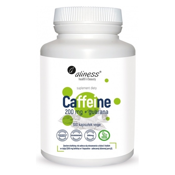 Aliness caffeine 200mg + guarana 100 kapsułek vege cena 24,90zł