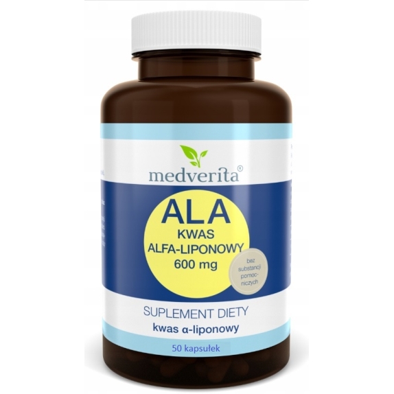 Medverita ALA Kwas Alfa-liponowy 600 mg 50 kapsułek cena 10,80$