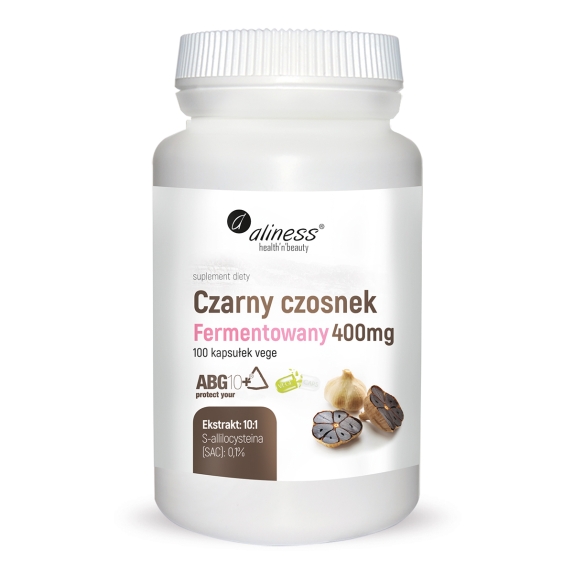 Aliness czarny czosnek fermentowany ABG10+® 400 mg x 100 kaps vege cena 14,82$