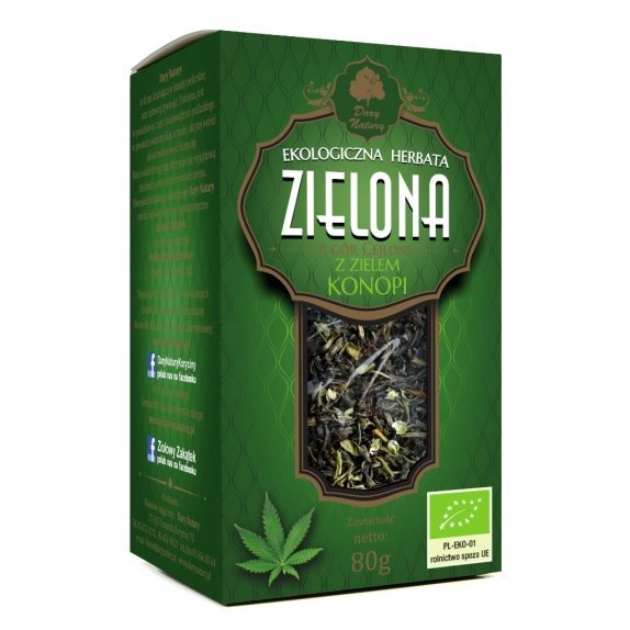 Herbata zielona z zielem konopi BIO 80 g Dary Natury cena 18,39zł