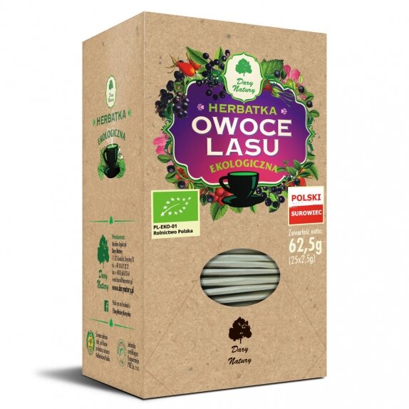 Herbatka owoce lasu BIO 25 x 2,5 g Dary Natury cena 14,09zł