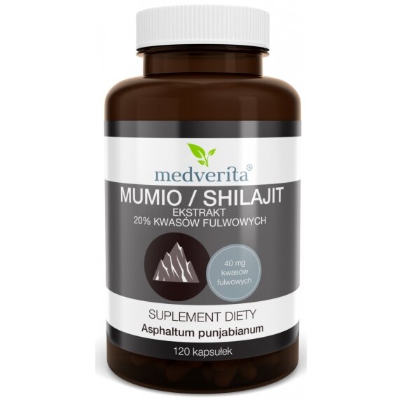 Mumio / Shilajit ekstrakt 20% kwasów fulwowych 120 kapsułek Medverita cena 33,69zł