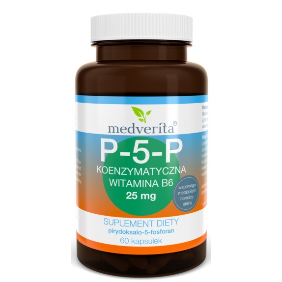 P-5-P koenzymatyczna witamina B6 25 mg 60 kapsułek Medverita cena 12,50zł
