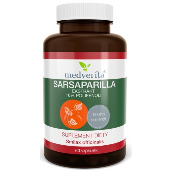 Sarsaparilla ekstrakt 10% polifenoli 60 kapsułek Medverita cena 18,30zł
