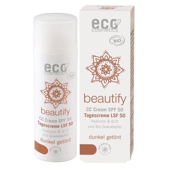 Eco cosmetics Krem CC ciemny SPF 50 z OPC, Q10 kwasem hialuronowym 50 ml  cena 39,15$