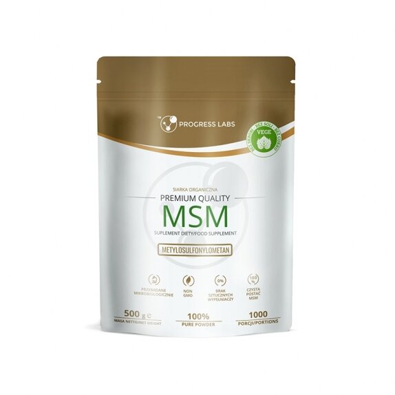 MSM 500 mg Siarka organiczna w proszku 0,5 kg Progress Labs cena 27,90zł