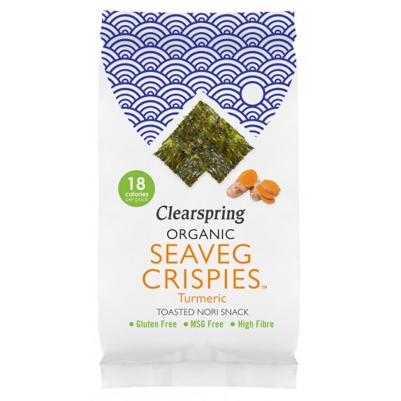 Chipsy z alg morskich o smaku kurkumy Seaveg BIO 4 g Clearspring Organic cena 6,05zł