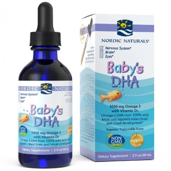 Babys DHA - Kwasy DHA dla dzieci i niemowląt z witaminą D3, 60 ml Nordic Naturals cena 66,90zł