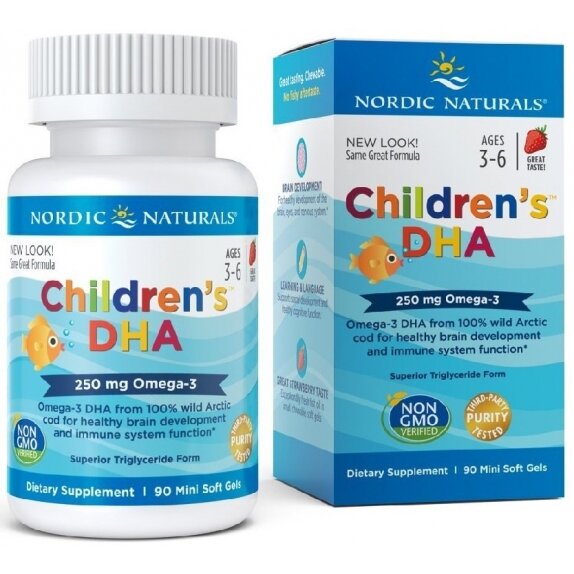 Children's DHA - Kwasy DHA dla dzieci 250 mg, truskawka, 90 kapsułek Nordic Naturals CZERWCOWA PROMOCJA! cena €13,46