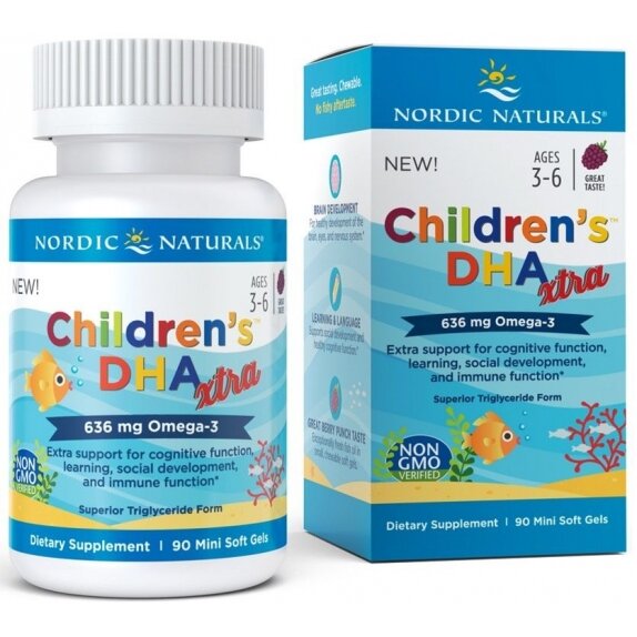 Nordic Naturals Children's DHA Xtra - Kwasy DHA dla dzieci 636 mg, jeżyna, 90 kapsułek KWIETNIOWA PROMOCJA! cena 75,99zł