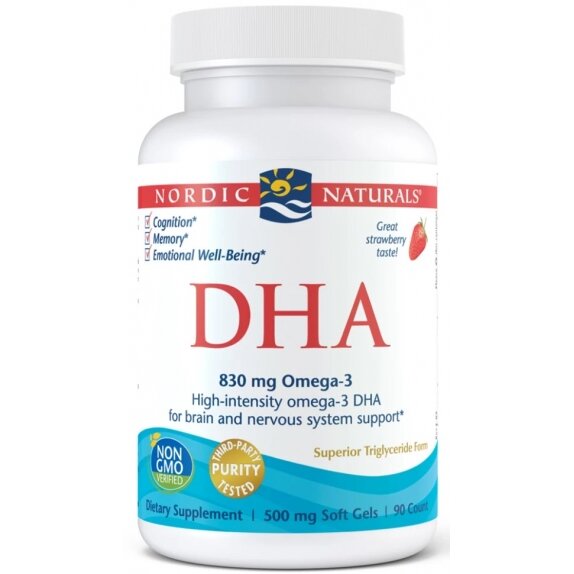 Kwas DHA 830 mg, truskawka, 90 kapsułek Nordic Naturals  cena 32,94$