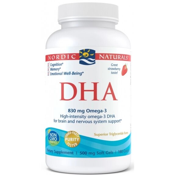 Nordic Naturals Kwas DHA 830 mg, truskawka, 180 kapsułek cena 210,99zł