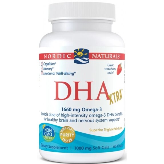 Kwas DHA Xtra 1660 mg, truskawka, 60 kapsułek Nordic Naturals  cena €30,28