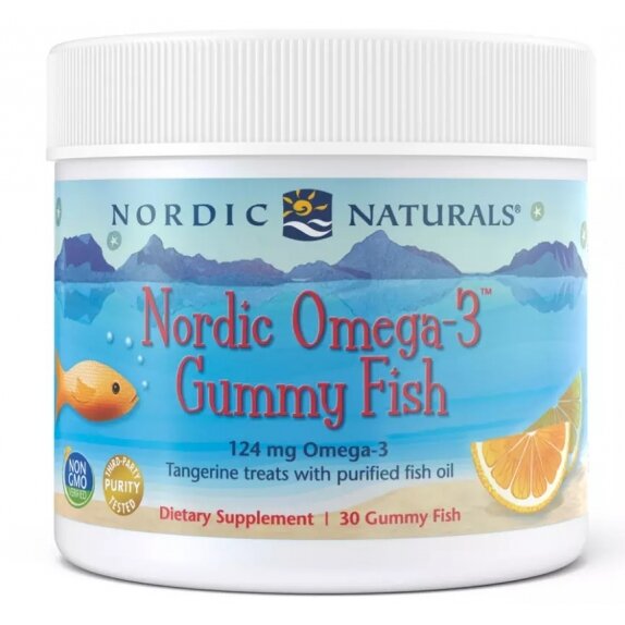 Nordic Omega-3 Żelki, 124 mg, mandarynka, 30 sztuk Nordic Naturals cena 137,00zł