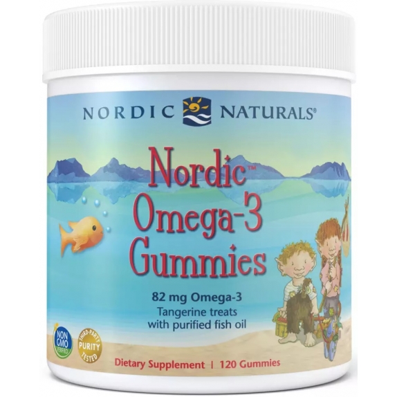 Nordic Omega-3 Żelki, 82 mg, mandarynka, 120 sztuk Nordic Naturals cena 168,90zł