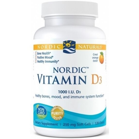 Witamina D3 1000 IU 120 kapsułek Nordic Naturals cena 19,90$