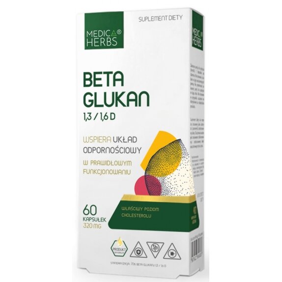 Medica Herbs beta glukan 320 mg 60 kapsułek cena 24,95zł