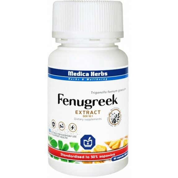 Fenugreek (Kozieradka) 300 mg, 80 kapsułek Medica Herbs cena 17,99zł