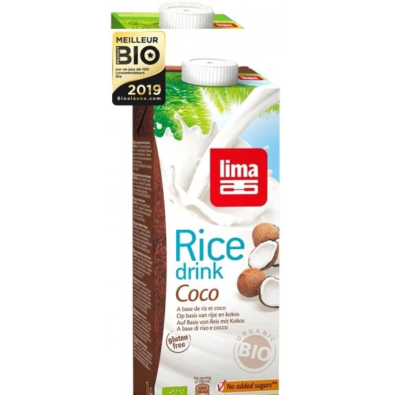 Napój ryżowy o smaku kokosowym bezglutenowy BIO 1 L Lima cena 11,35zł