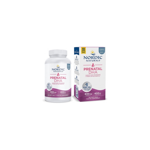 Nordic Naturals prenatal DHA (żelatyna rybna) 830 mg + D3 180 kapsułek  cena 217,00zł