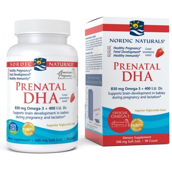 Nordic Naturals Prenatal DHA 830 mg + D3 truskawka 90 kapsułek  cena 121,90zł