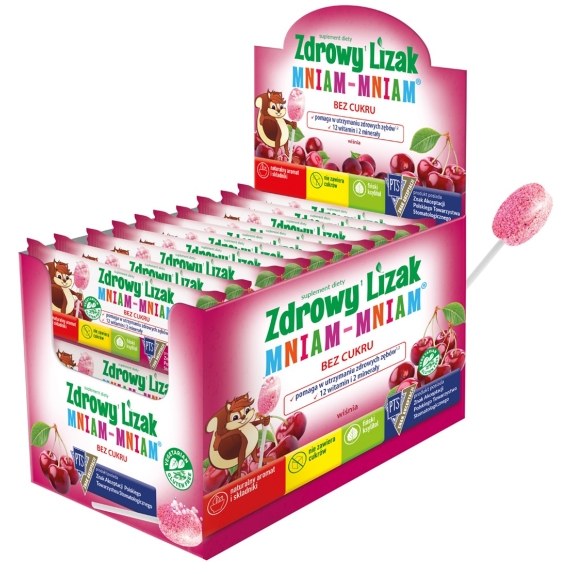 Zdrowy lizak mniam-mniam musująca wiśnia 40 sztuk Starpharma cena 22,95$