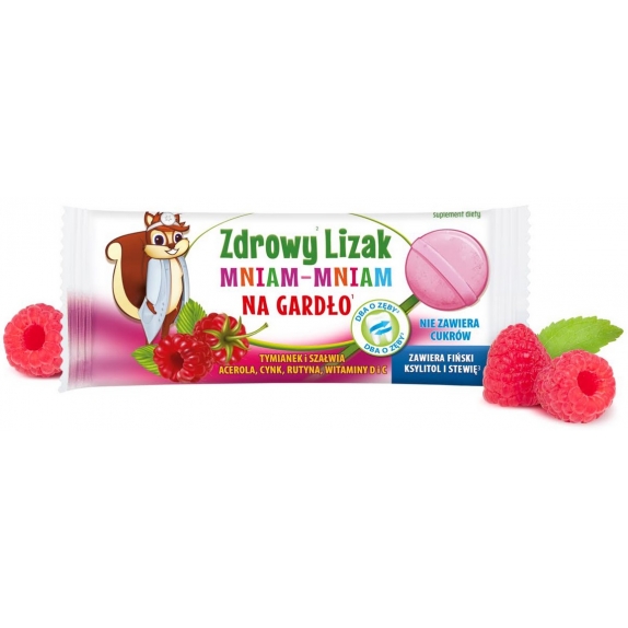 Zdrowy lizak mniam-mniam malina na gardło 1 sztuka Starpharma   cena 5,00zł