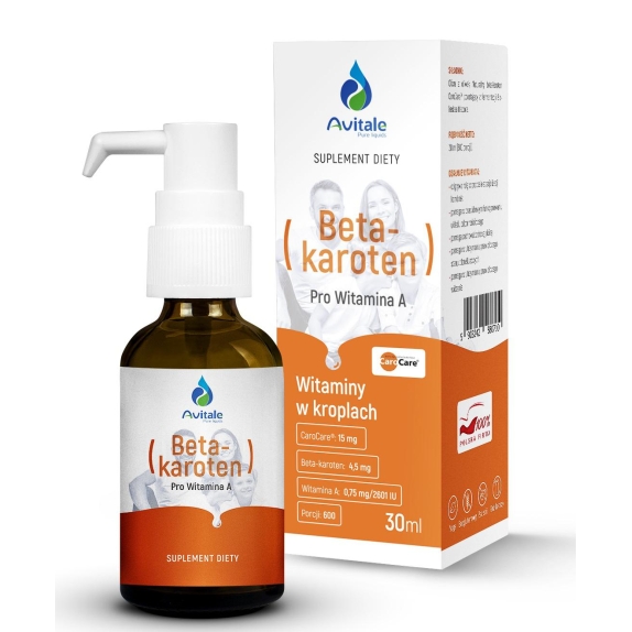 Naturalny BetaKaroten CaroCare 4,5 mg 30 ml Avitale cena 10,77$