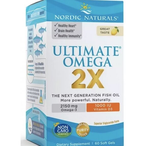 Nordic Naturals ultimate omega 2X 2150 mg + wit.D3 1000 IU cytryna 60 kapsułek cena 215,00zł