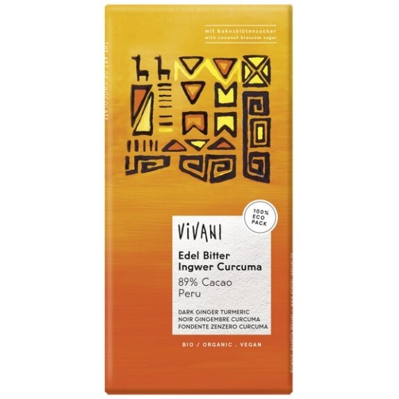 Czekolada gorzka z imbirem i kurkumą Peru 89% BIO 80 g Vivani cena 13,15zł