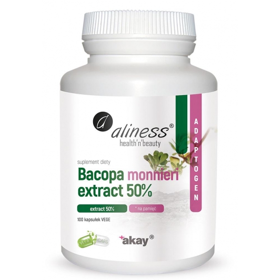 Aliness bacopa monnieri extract 50%, 500 mg 100 kapsułek cena 49,90zł