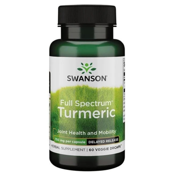 Swanson full spectrum turmeric opóźnione wchłanianie 750mg 60 kapsułek cena 8,88$