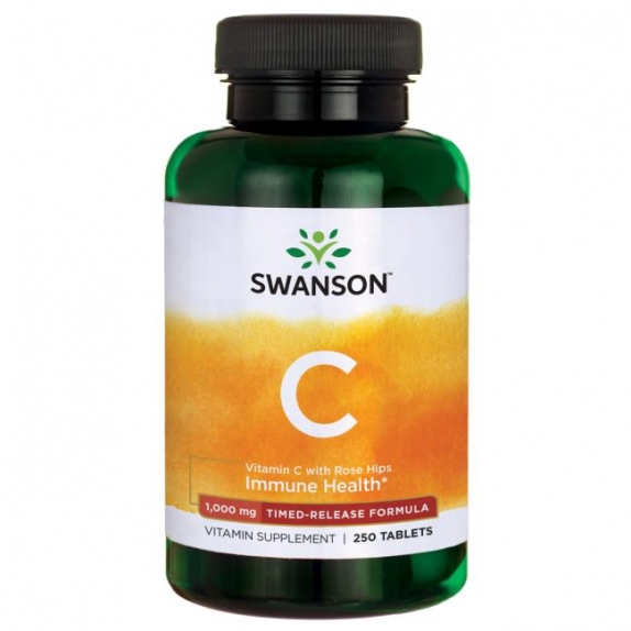 Swanson witamina C 1000 z RH przedłużonym działaniem 250 tabletek cena 26,73$