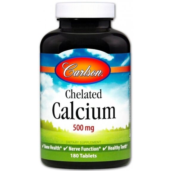 Carlson Labs Chelated Calcium, 500mg - 180 tabletek cena 91,25zł