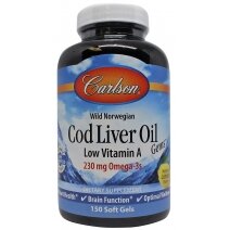Carlson Labs cod liver oil gems low vitamin A 230 mg Lemon 150 kapsułek