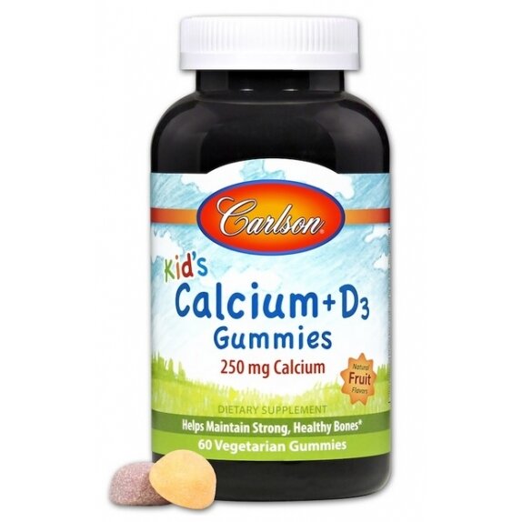 Carlson Labs Kid's Calcium + D3 Gummies, Natural Fruit - 60 żelków cena 47,89zł