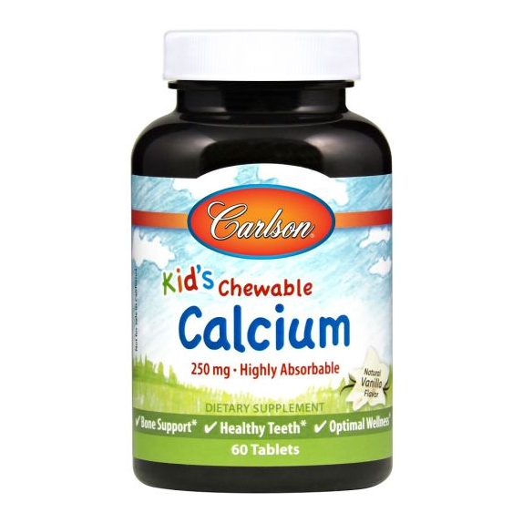 Carlson Labs kid's chewable calcium 250 mg natural vanilla 60 tabletek cena 51,39zł
