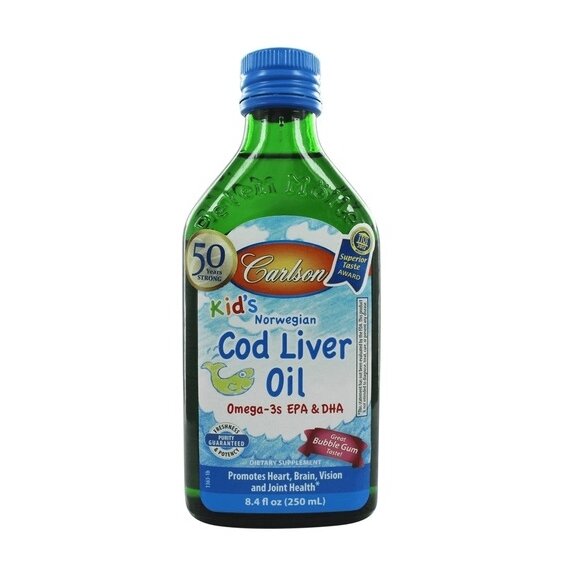 Carlson Labs Kid's Cod Liver Oil smak natural lemon 250 ml cena €33,97