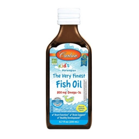 Carlson Labs kid's the very finest fish oil, 800 mg natural lemon 200 ml cena 120,99zł