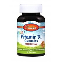 Carlson Labs Kid's Vitamin D3 Gummies, 1000 IU Natural Fruit - 60 żelków