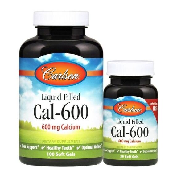 Carlson Labs Liquid Cal-600, 600mg - 100 + 30 kapsułek cena 51,10zł