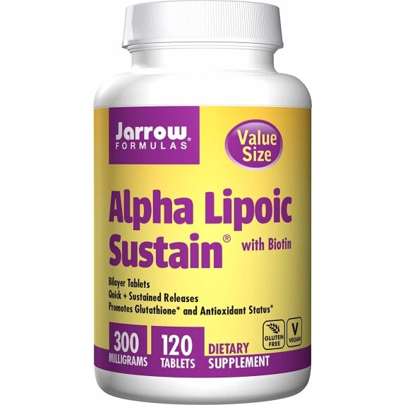 Jarrow Formulas Alpha Lipoic Sustain 300mg z biotyną 120 tabletek cena €29,64
