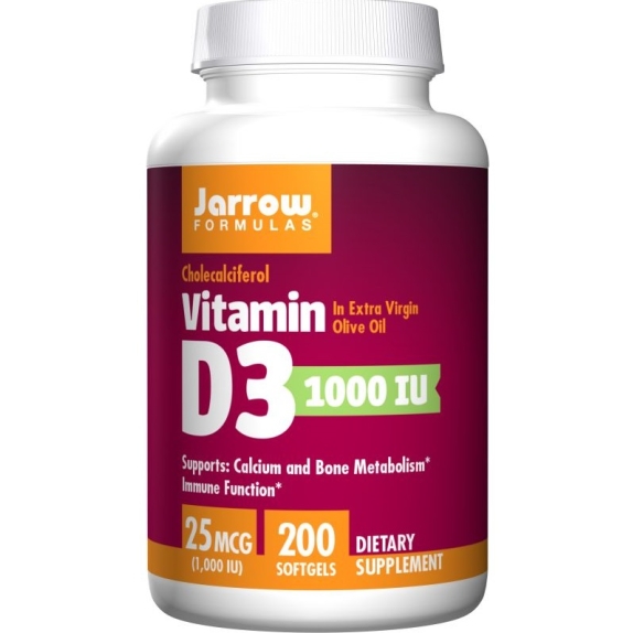 Jarrow Formulas Vitamin D3 1000 IU 200 żelowych kapsułek cena 12,55$