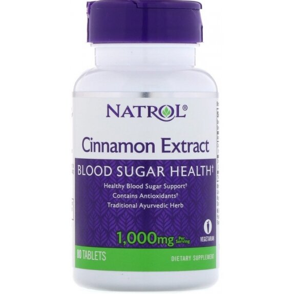 Natrol Cinnamon Extract 1000mg 80 tabletek cena 38,50zł