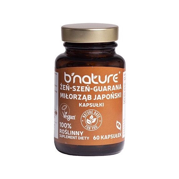 B-Nature Żeń-szeń-Guarana-Miłorząb 60 kapsułek cena 24,84$