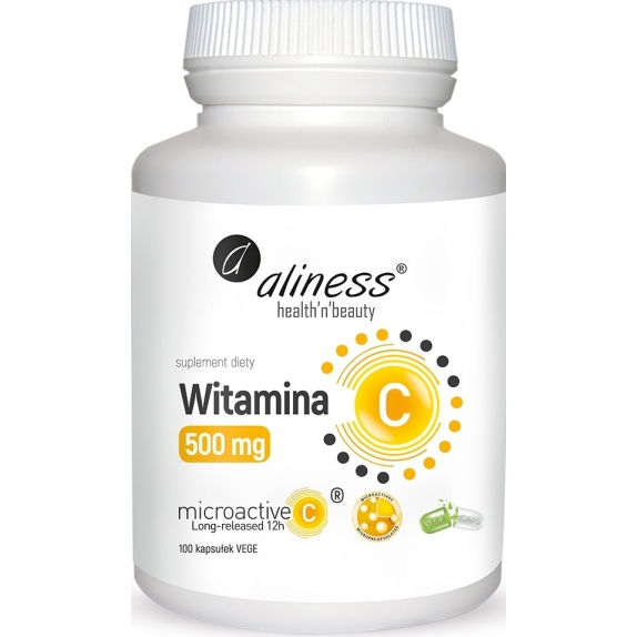 Aliness witamina C 500 mg micoractive 12h 100 vege kapsułek cena 39,90zł