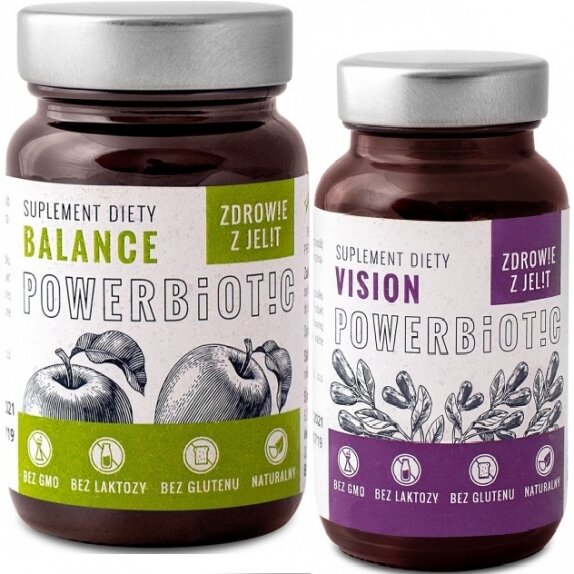 Zestaw Powerbiotic Balance Jabłko 60 kapsułek + Powerbiotic Vision Jagoda 60 kapsułek Ecobiotics cena 209,00zł